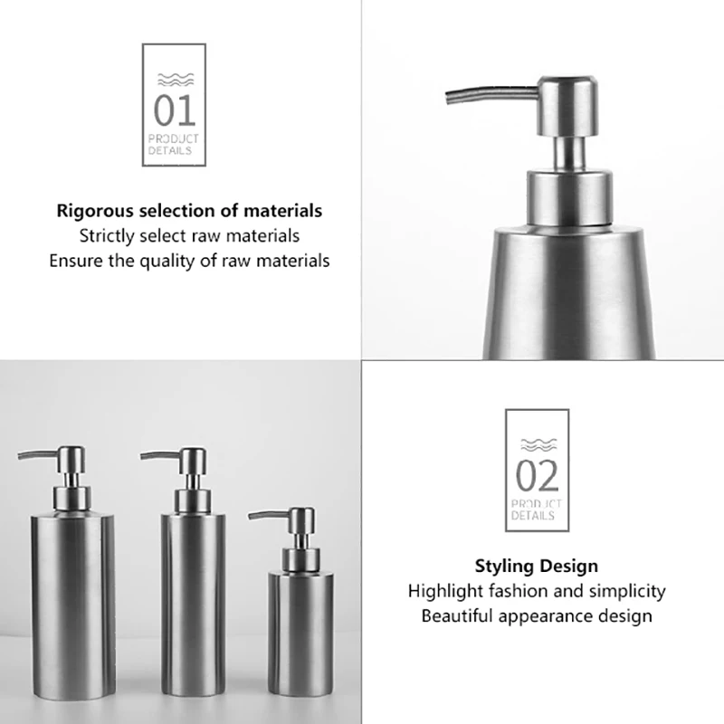 

304 Stainless Steel Hand Liquid Soap Pump Dispenser Head Nozzle For Bathroom Kitchen Foam Soap Shampoo Dispenser Accessories