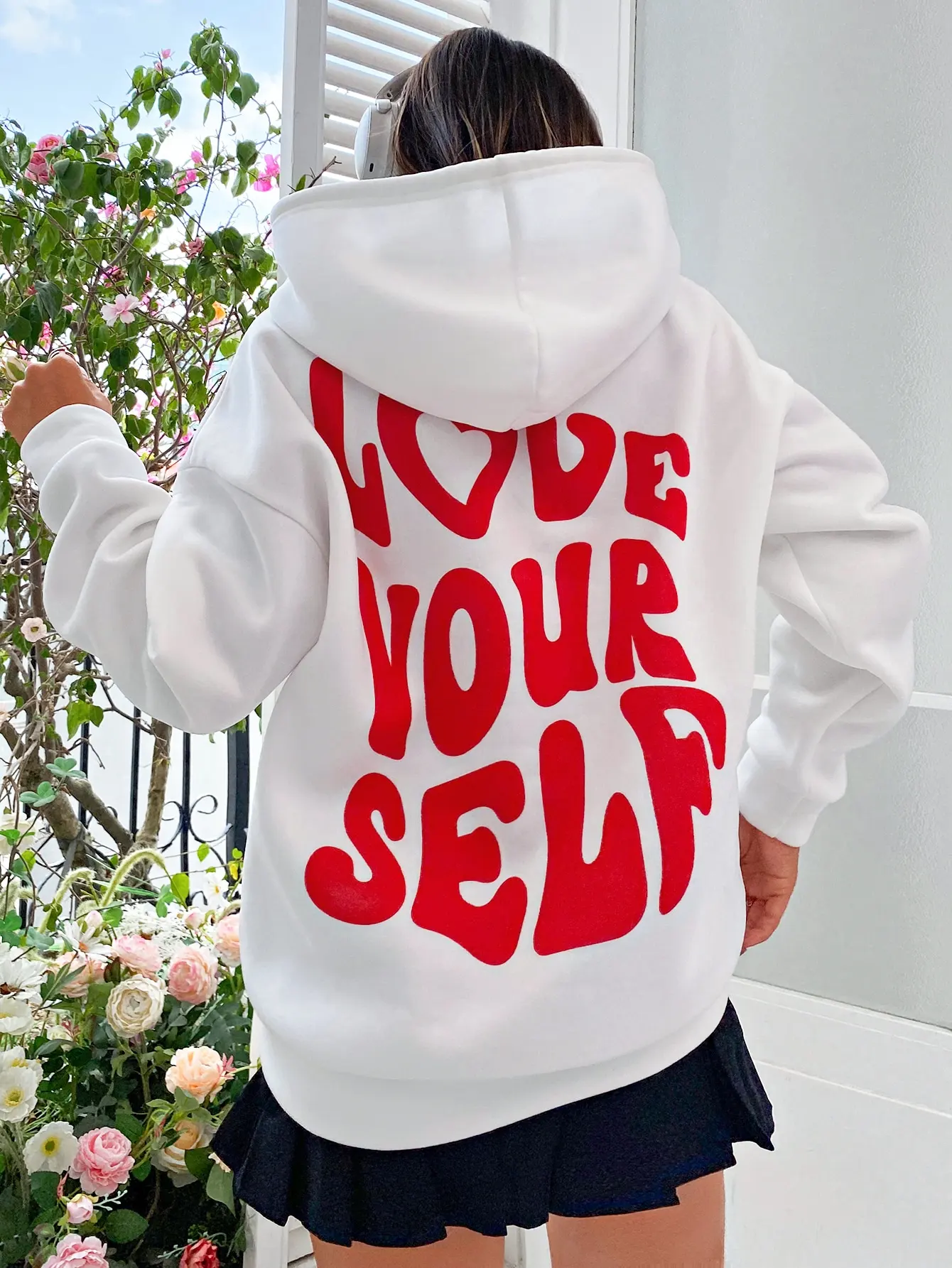 Love Yourself Cotton Printed  Hoodies Casual Oversized Pullovers Trend Comfortable Tracksuit Daily Harajuku Women Sweatshirt