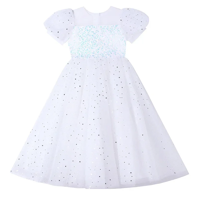 Fashion Girls Sequin Dress Lace Sleeveless Flower Girl Dresses for Weddings Summer Children Girls Party Dresses 4-14 Years