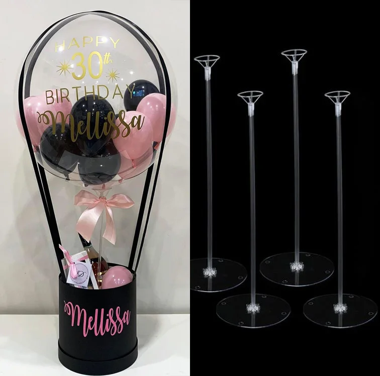 10pcs Clear Plastic Balloon Stick Holder Column Stand Arch Kids Toy Birthday Party Decoration Wedding Decor Event Gift Hamper