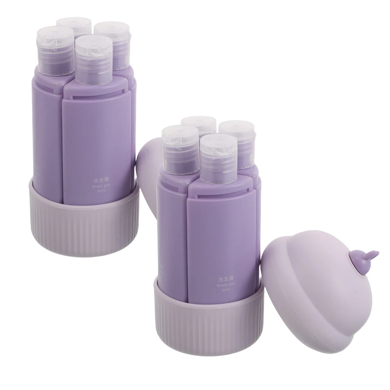 2Pcs Silicone Travel Bottles Toiletries Set Leakproof Squeeze Containers Shampoo Conditioner Lotion Dispenser Travel Kit
