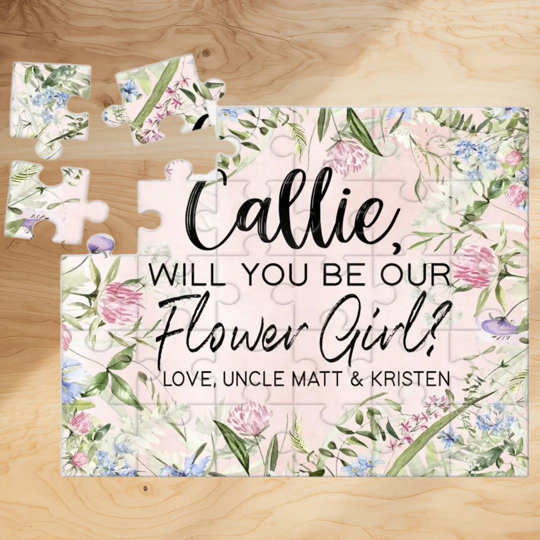 

25*20CM Personalized Jigsaw, Custom Flower Puzzles, Flower girl proposal gift, wedding party invitation,5*6PCs Puzzles