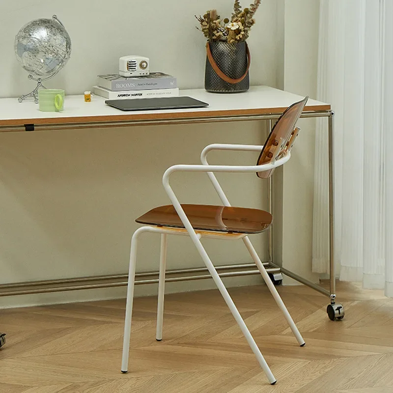 كرسي طعام بظهر شفاف من الشمال، كرسي مكياج منزلي بسيط وحديث من الأكريليك على الإنترنت للمشاهير