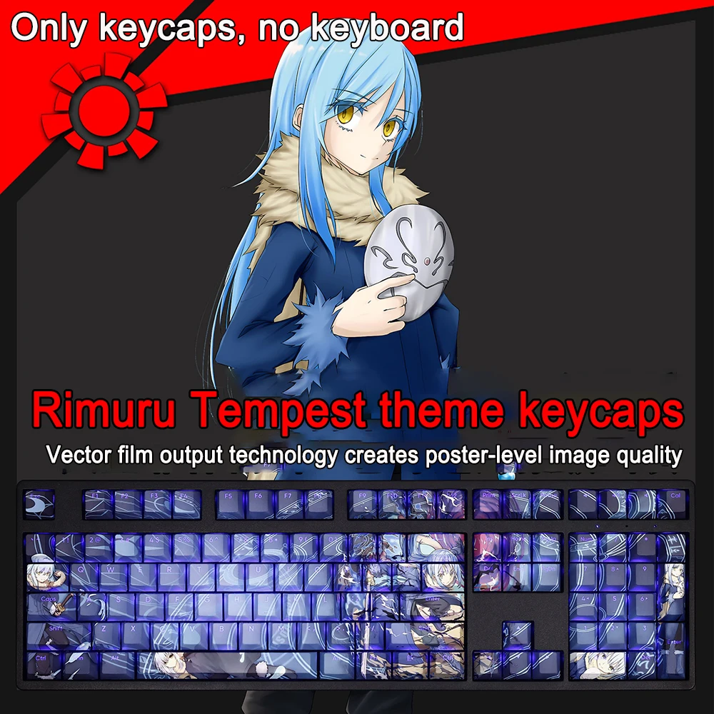 108 Tombol/set Keycaps That Time I Got Reincarnated as a Slime PBT Dye Subbed Koleda Keycaps Cherry Anime Kartun Gaming Key Caps
