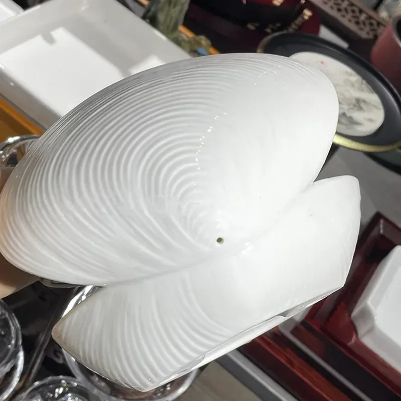 French Cuisine Ceramic Position Molecular Cuisine Plate Western Restaurant Pure White Threaded Clam Shell Shaped Dessert Plate