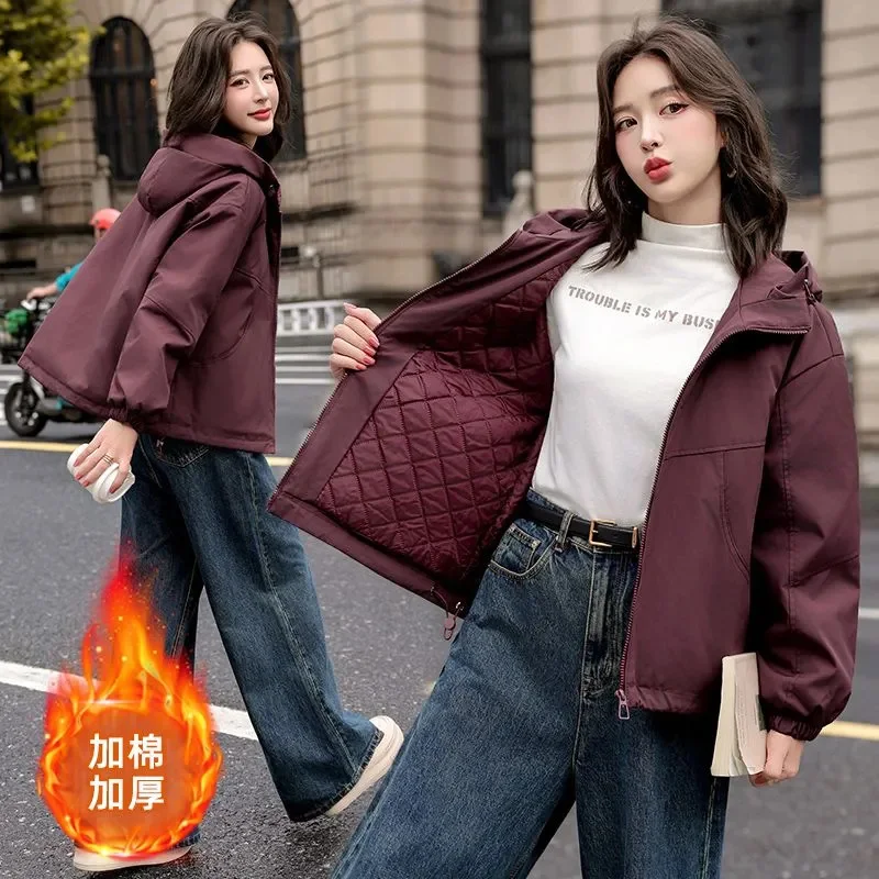 

2025 Winter New Fashion Warm Cotton Padded Jackets Female Hooded Down Coat Women Parkas Joker Student Outwear Short Outcoat Tops