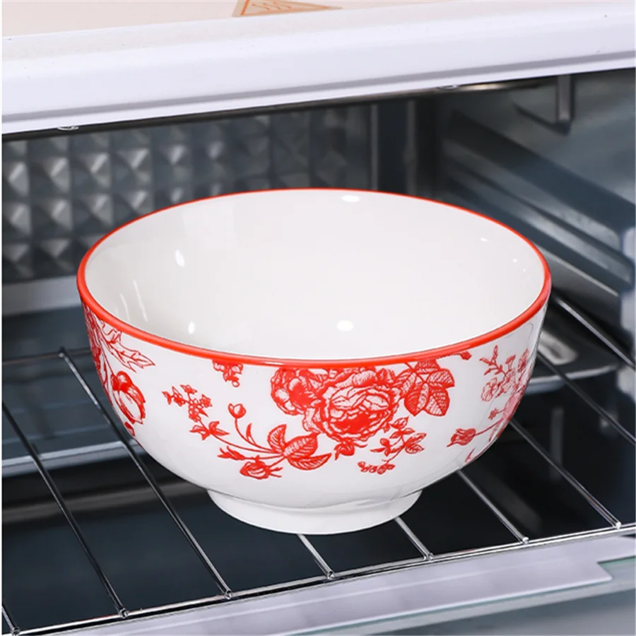 3PCS Ceramic rice bowl, 4.5-inch round bowl, suitable for microwave and oven, home kitchen tableware