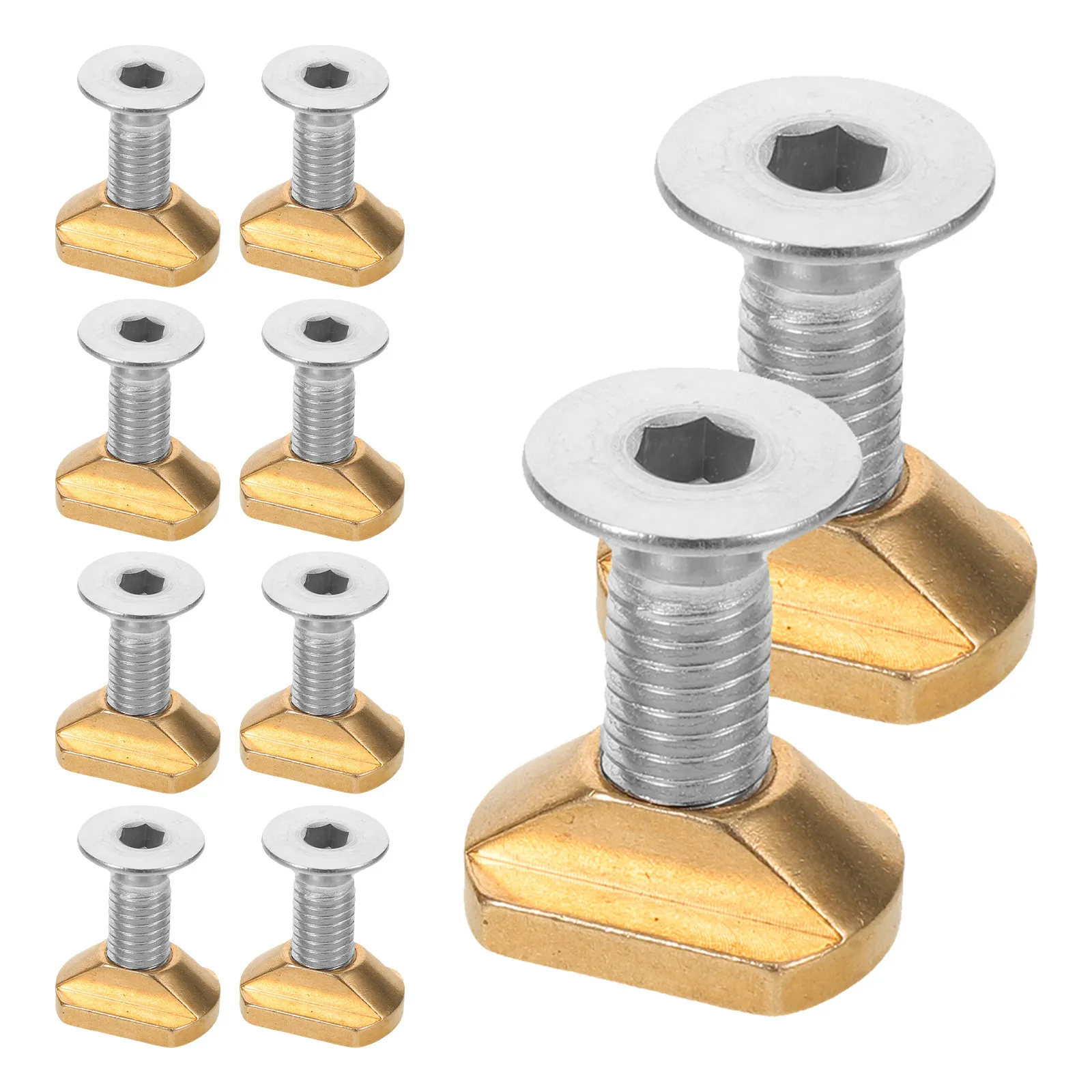 8Pcs Brass Hydrofoil T-Nuts M8 Surfboard Mounting Screws Sliding Track Nuts Foil Surfing Kit Sup Board Hardware Repair