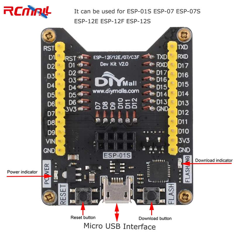 1/2/4Pcs ESP8266 ESP Brennen Leuchte Entwicklung Board Kompatibel mit ESP-01S ESP-07 ESP-07S ESP-12E ESP-12F ESP-12S ESP-F