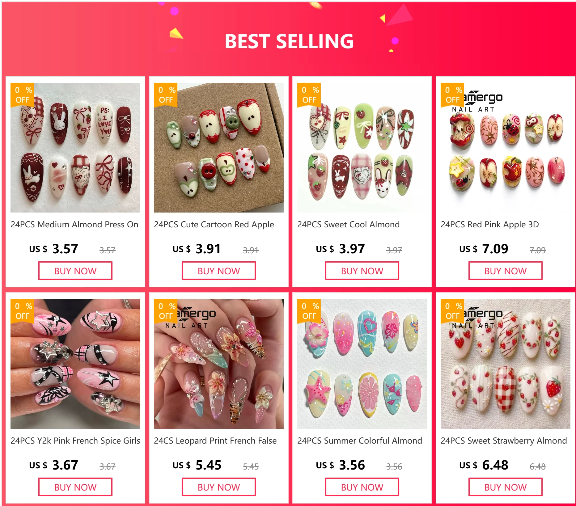 24 Stück Y2k Lange Quadratische Künstliche Nägel Rosa Nude Spitze Schleife Stern Herz Strass Perle Candy Streifen Polka Dot Süße Aufklebenägel – Detail 1