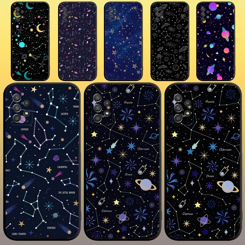 Starry Night Constellations Stars Phone Case for SamsungA 91,80,73,72,71,70,53,52,51,42,41,40,32,31,30,22,21,20,13 S 4G 5G Case