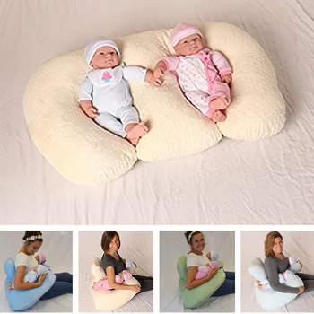 Almohada doble para bebé, almohada de lactancia, cojines de alimentación antiescupir, nido para bebé