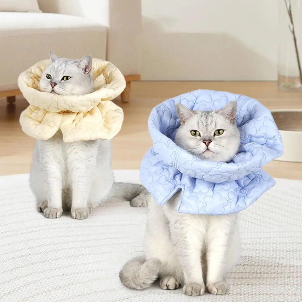 Recovery Cone for Pets Flower Embroidered Cat Recovery Collar for Small Cats Adjustable Cone to Stop Licking Biting Easy to Eat