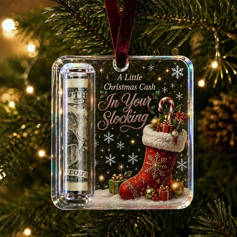 Cash Gift Holder Ornament Santa Claus Series Acrylic Cash Storage Pendant Christmas Tree Ornament For Home Decoration Gift