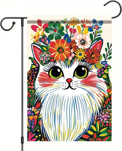 Welcome Spring Cat Garden Flag Spring Summer Floral Flower Garden Flags 12 X 18 JJE DDI GGX