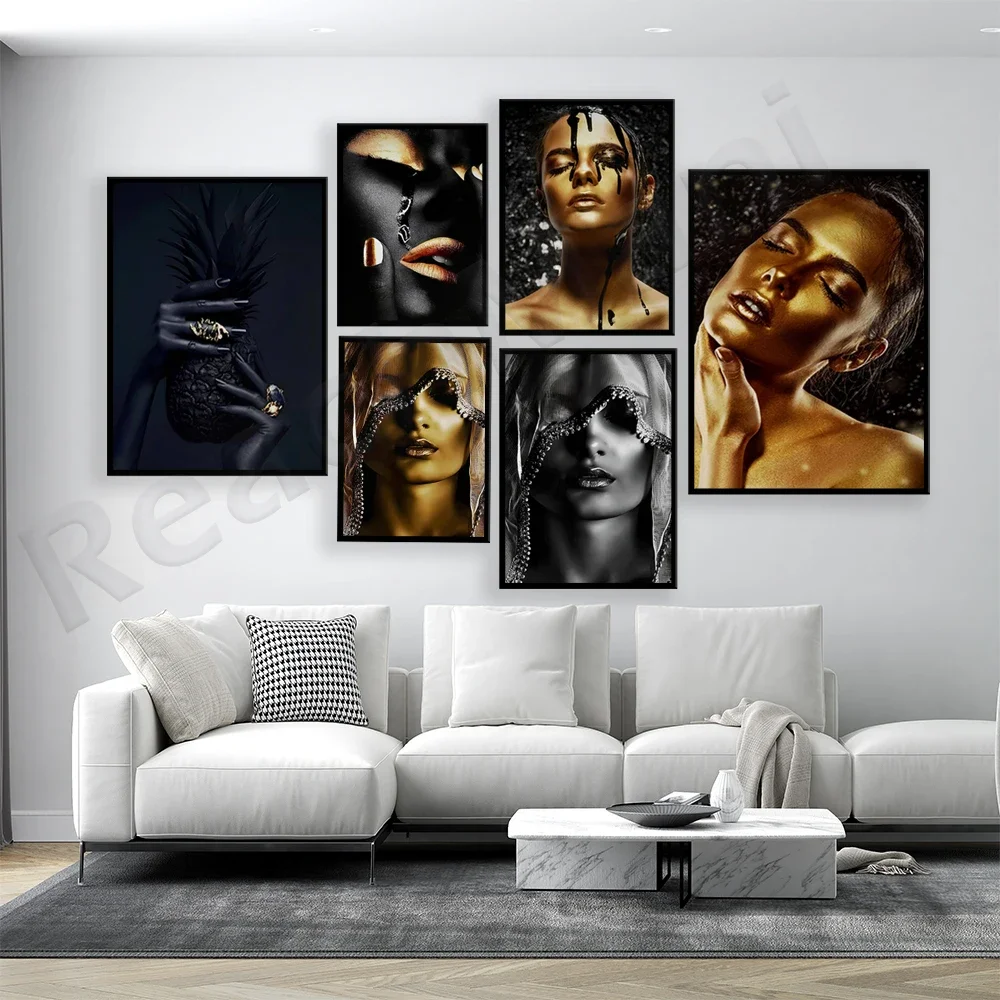 woman face canvas print, arab woman, girly tears black face art, black pineapple, black woman poster home decor