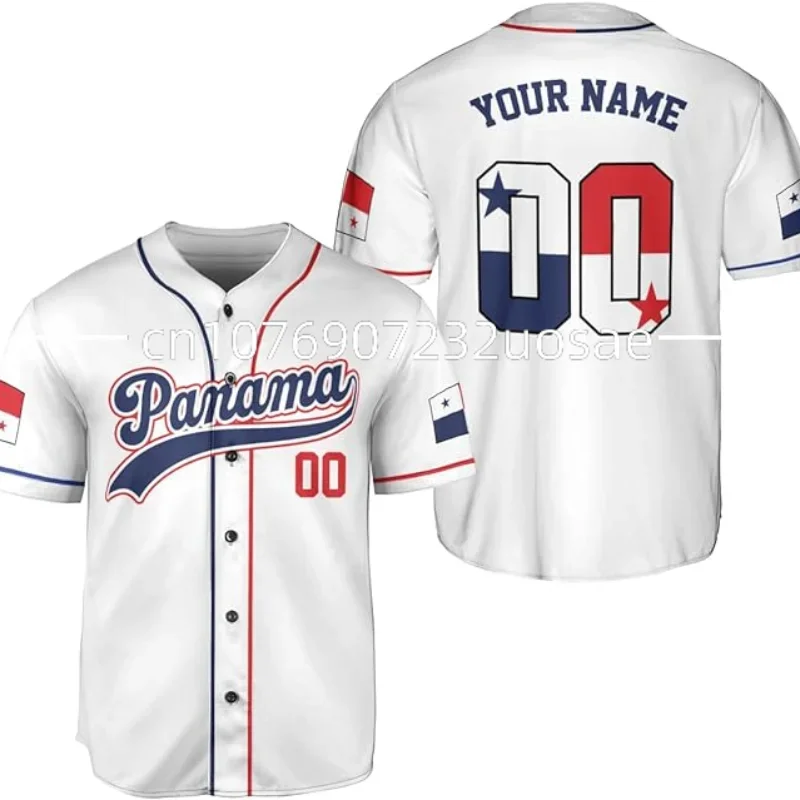 New Panama Flag Baseball Jersey 3D Printed Mesh Fiber Baseball Jersey Free Custom Name Top T-shirt Men\'s Street Apparel