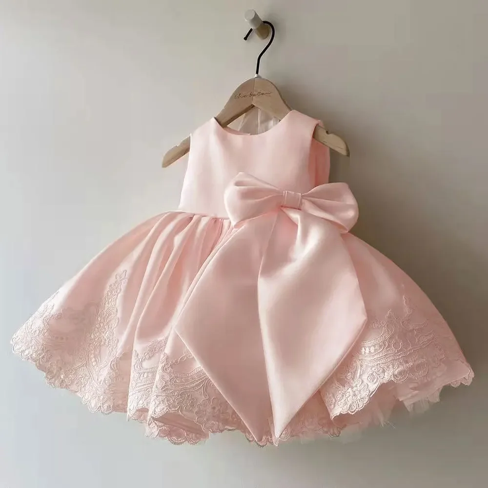 Elegant Dresses For Girls Christmas Solid Lace Girl Party Dress Princess Birthday Wedding New Year Costume Clothes 1-6T