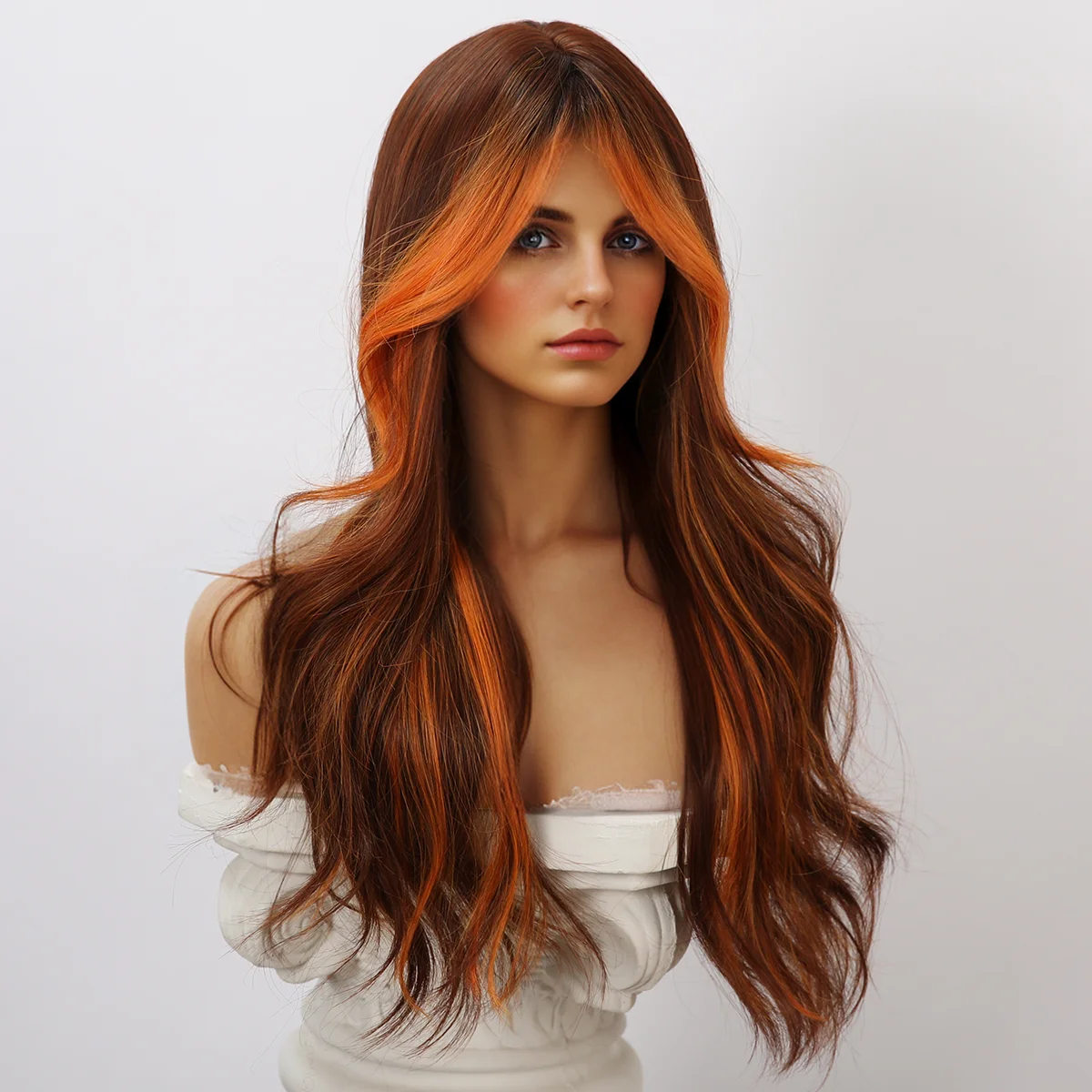 Daily Red Brown Picked Dyed Center Split Cos Large Wave High Temperature Silk Material Party Chemical Fiber Women's Wig