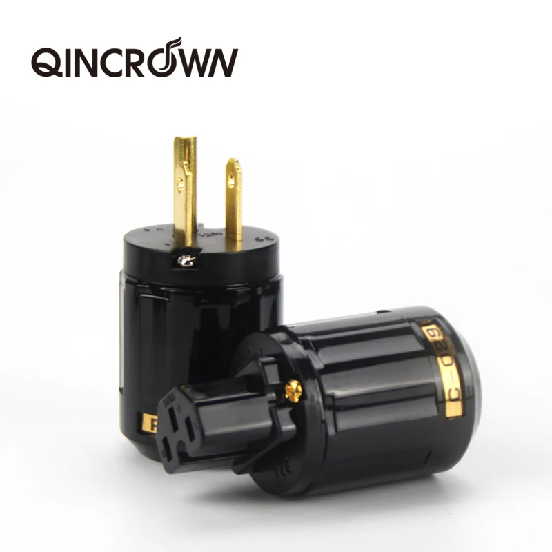 QINCROWN Oyaide P-029/C-029 Gold Plated Brass US Version IEC Power plug for Audio Power Cable