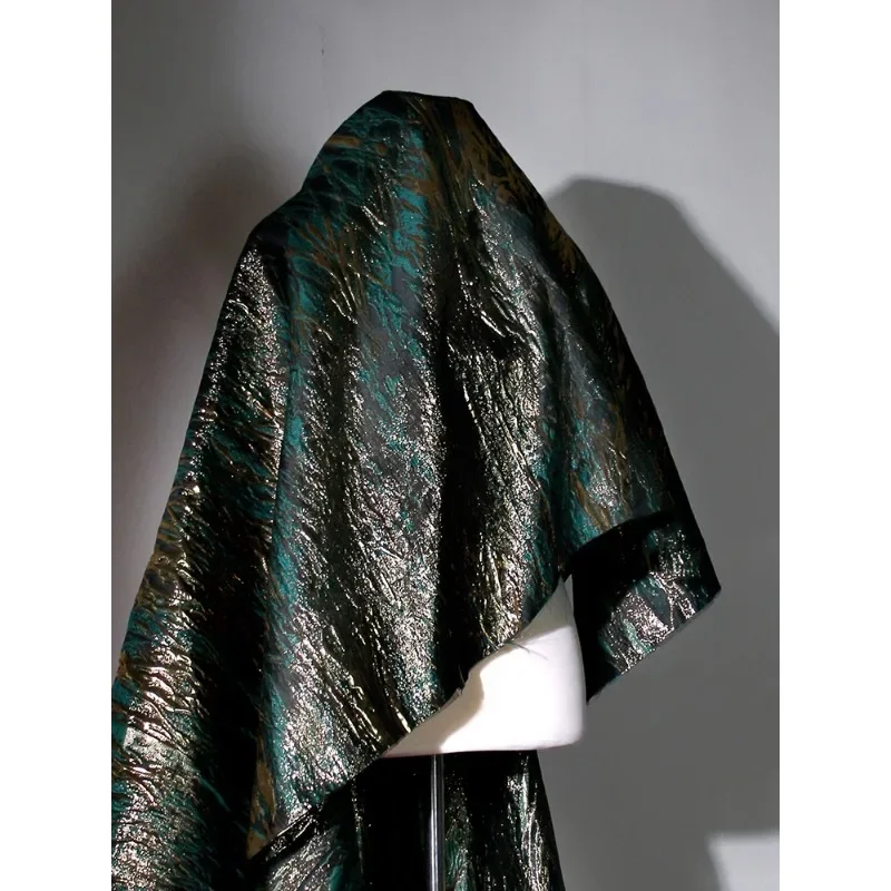 Dark green gold three-dimensional relief gloss jacquard fabric high-grade cheongsam jacket clothing design fabric