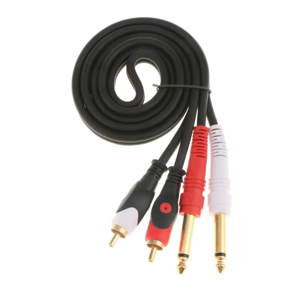 Double Lotus 6.35mm to RCA Audio Cable TPE Stretch Wire RCA Connector for Professional Sound Equipment