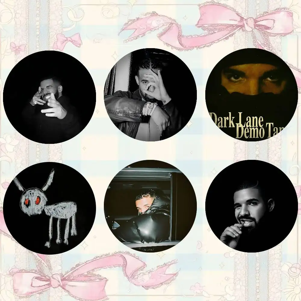 Rapper D-Drake Badges Round Exquisite Badge Brooches Creative Pins For Clothes Hat Backpack Gift Accessories