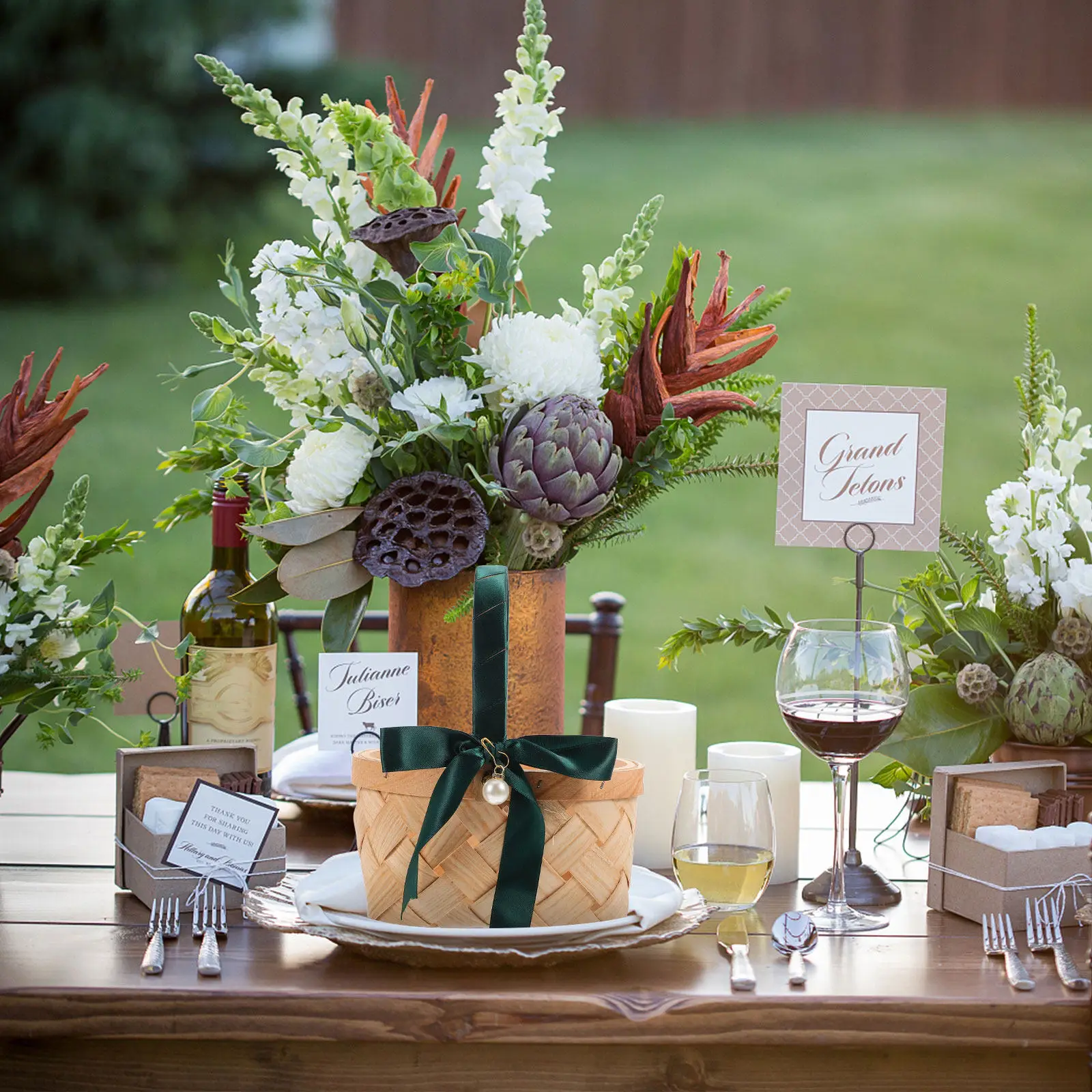 

Плетеная корзина с ручкой в деревенском стиле для фруктов, цветов, пикника, подарков, хранения, сувениров для вечеринок, украшения для душа и свадьбы