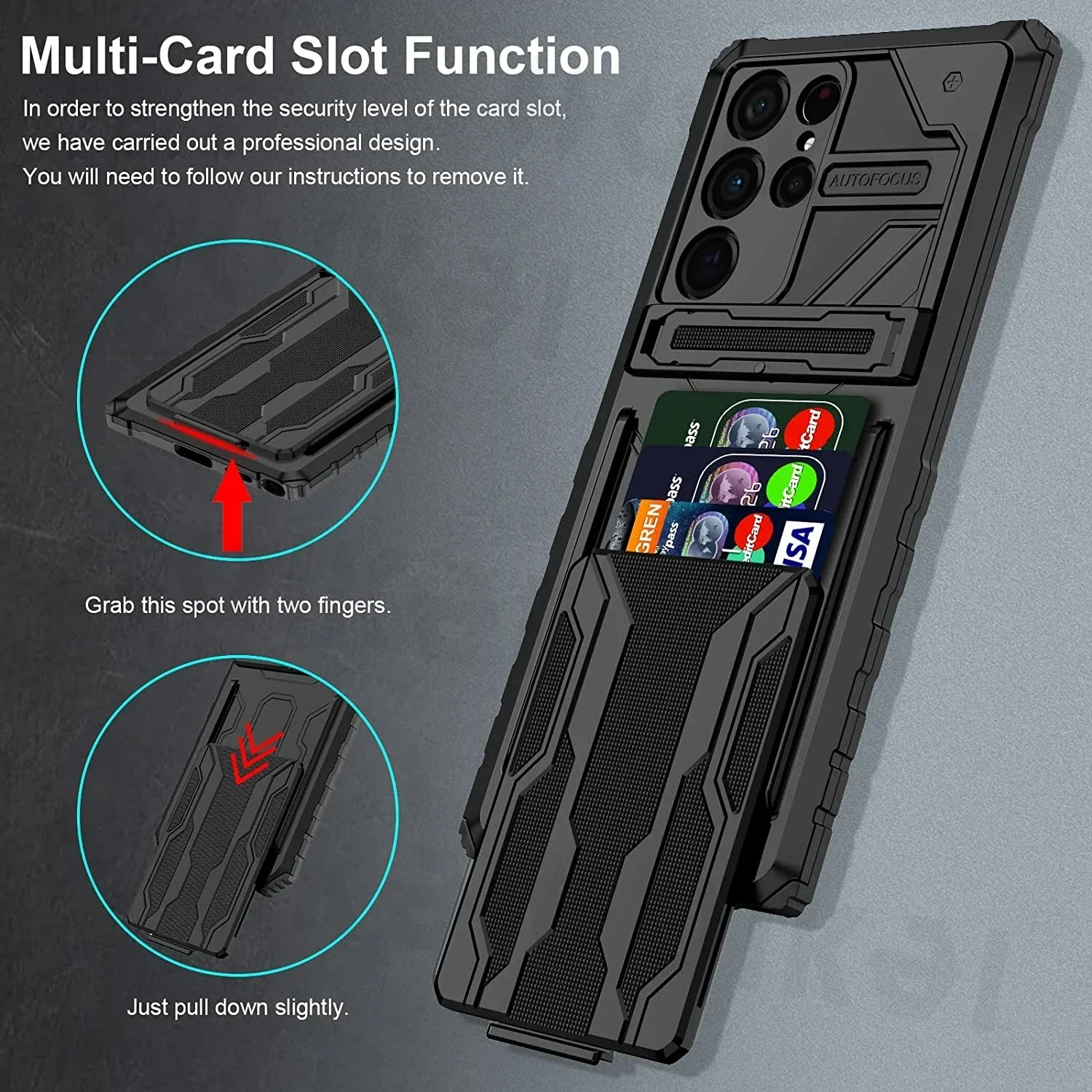 Credit Card Wallet Case For Samsung Galaxy S24 Ultra S23 FE A15 A54 A14 Heavy Duty Protection Rugged Shockproof Anti-Drop Cover