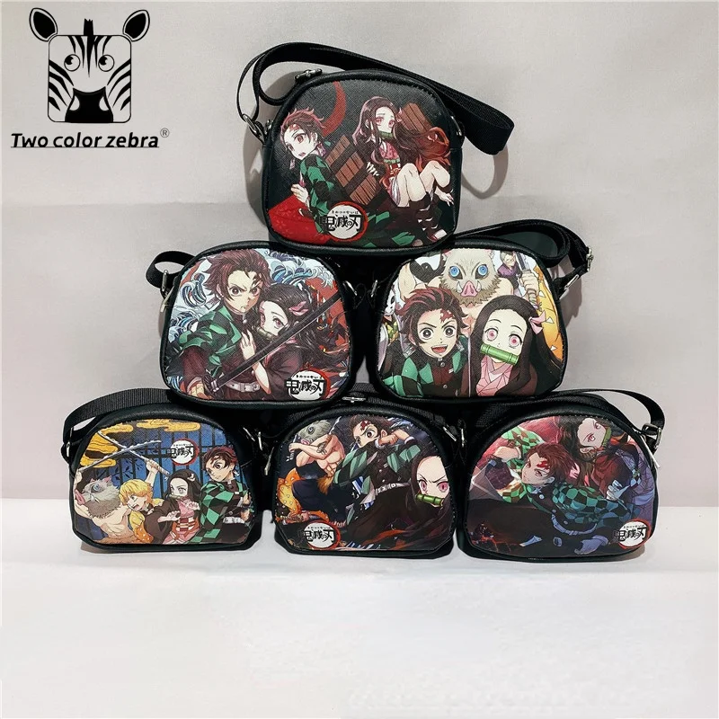 Cosplay Demon Slayer Anime Double-sided PU Makeup Storage Bag Children\'s Messenger Bag Shoulder Bags Coin Purse