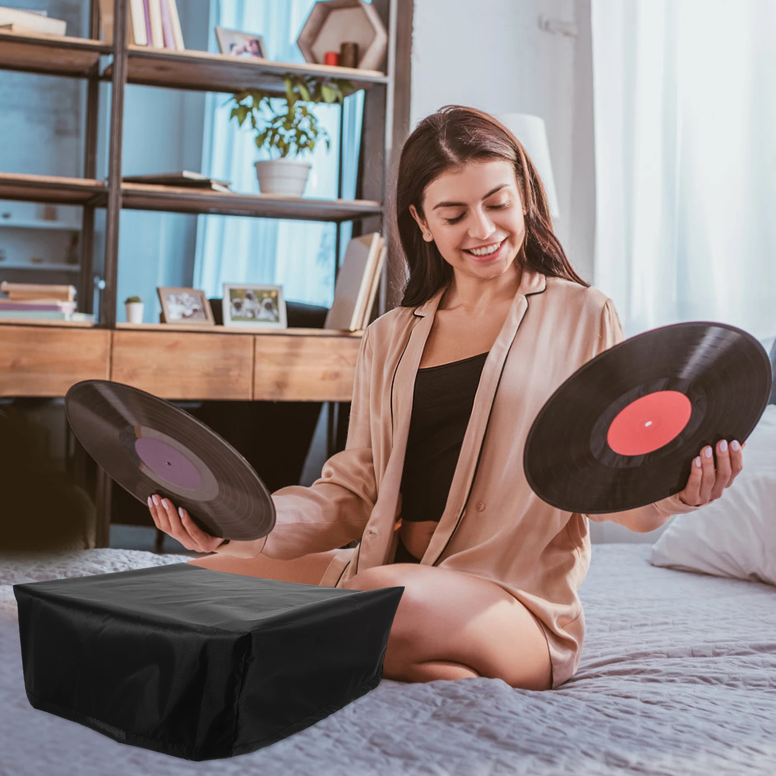 غطاء جراموفون عتيق من قماش أكسفورد مقاوم للماء والغبار، غطاء لاعب تسجيل محمول خفيف الوزن #1