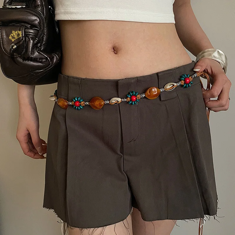 สไตล์โบฮีเมียนทอเชือกเอวสไตล์ชาติพันธุ์ลูกปัดเข็มขัดผู้หญิงสบายๆสไตล์เชือกเอวเสื้อผ้าอุปกรณ์เสริมของขวัญ