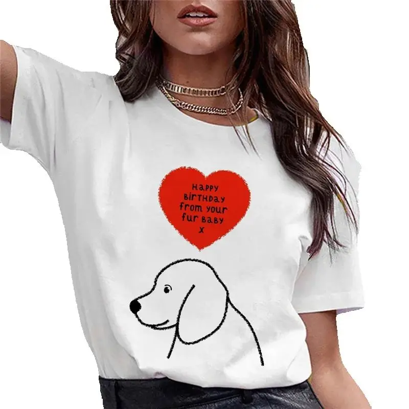 

Women's Short-Sleeved T-Shirt Funny Dachshund Pug Dog Pattern European American Harajuku Style Cute Top Summer fashion polyester