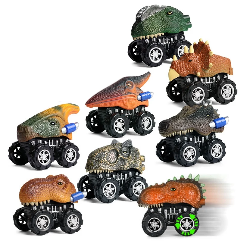 8PCS Dinosaur Pull Back Car Toys Baby Car Pull Back Car Dino Toy con grande ruota per pneumatici per 3-6 bambini