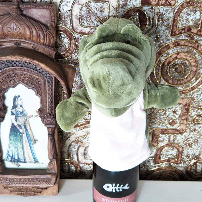 Weiches gefülltes Geschenk, grünes Krokodil, großer Mund, Handpuppe, Plüschtier