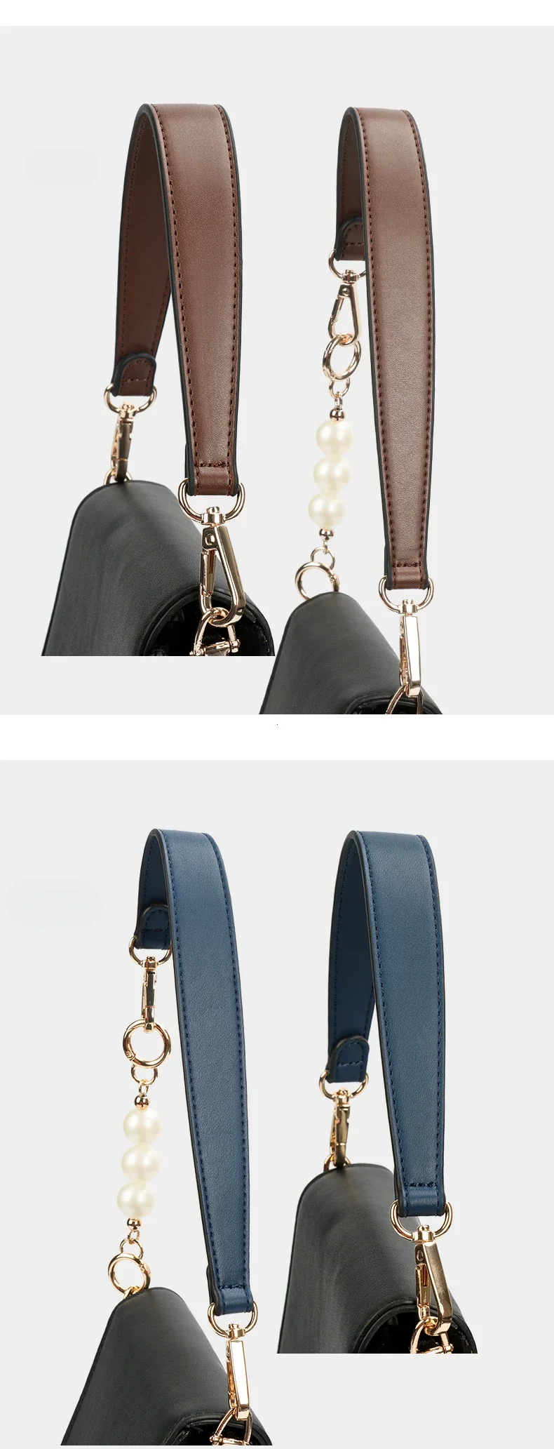 100% Genuine Leather Bag Strap Handbags Handles For Handbag Short Bag Strap Purse Strap Golden Buckle Replacement Bag Belt Band