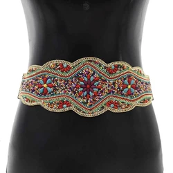 Bohemian Color Beads Ethnic Belts Elastic Leather Turquoise Beautiful Dress Catwalk Waist Chain African Gypsy Bella Body Jewelry