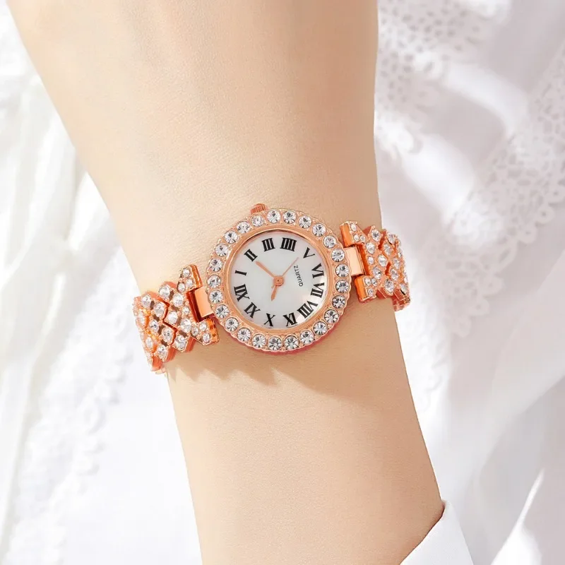 Diamond Women\'s Bracelet Watch Luxury Fashion Watch Bracelet Set Full Crystal 5Pcs Watches for Women Rhinestone Set Gifts Reloj