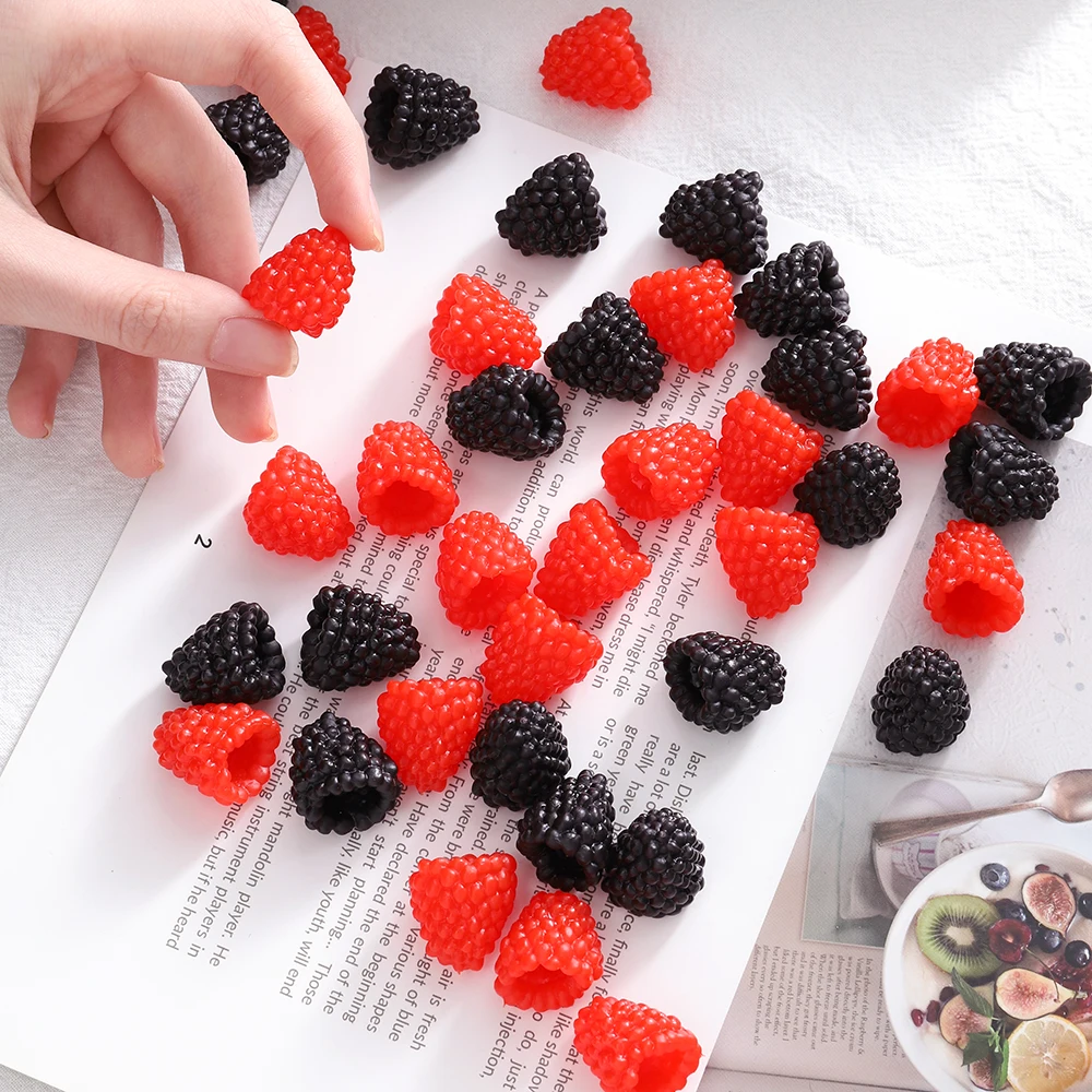 10/20 Piezas de Fruta Artificial Roja, Mora de 2 cm, Fruta Falsa para Decoración de Mesa de Hogar, Suministros para Fiestas de Boda, Decoración de Pasteles DIY