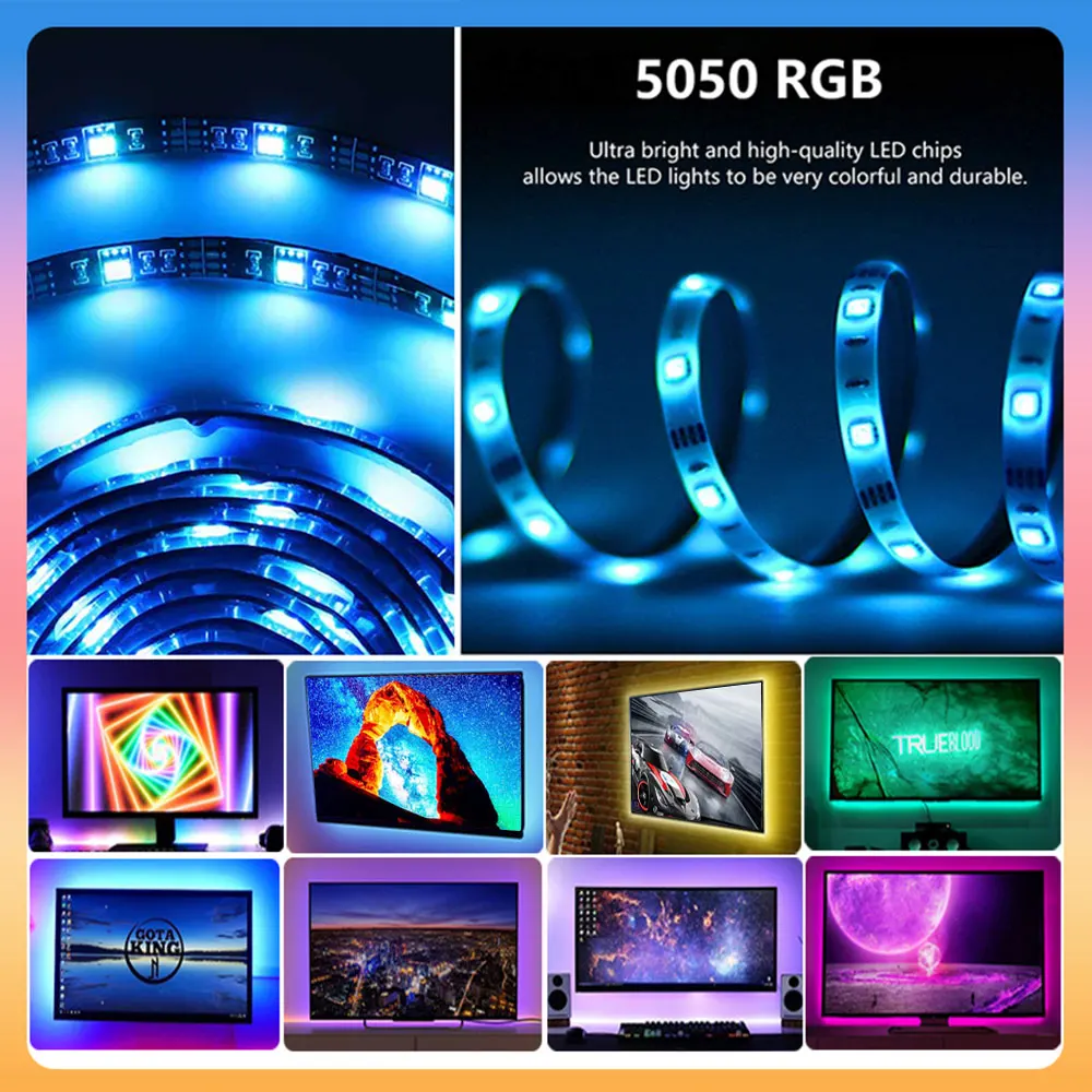 USB 5 فولت RGB TV Led شريط إضاءة خلفي 30 المصابيح/م Led الإضاءة مع البعيد لتقوم بها بنفسك الألوان Led الإنارات لإضاءة التلفزيون 49/49/55/58 بوصة