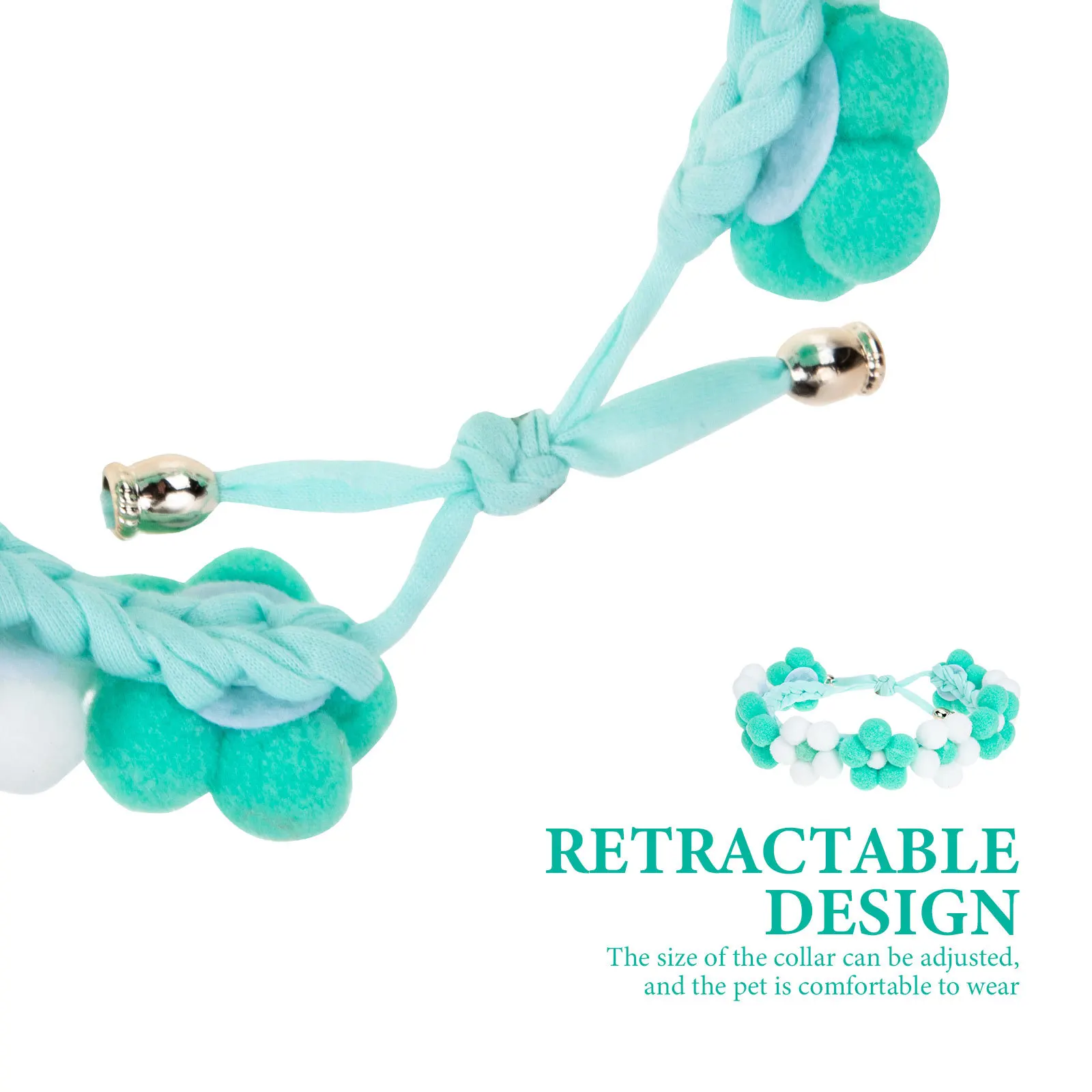 

Flower Designed Pet Collar Hand-Knitted Adjustable Decorative Dog Neck Chain Comfortable Cat Collar for Festival Party Photo