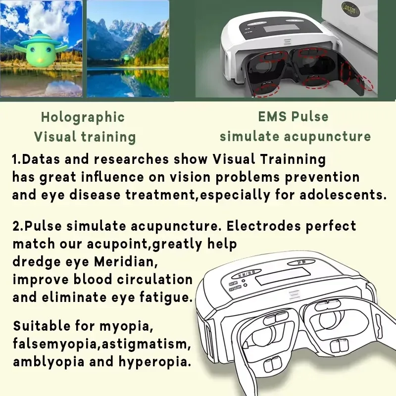 Hot Sale FFITONG Myopia Eye Massager Eye Trainer EMS Pulse Improve Vision Eye Patches for Adult Kids Eyesight Enhance