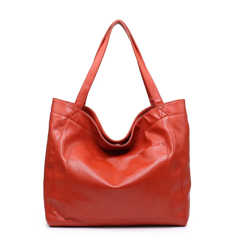 Large Capacity Women Handbag Oil Wax Leather tote for lady Brand Top quality Soft Leather Women\'s Shoulder bags 2023 Bolsa Red