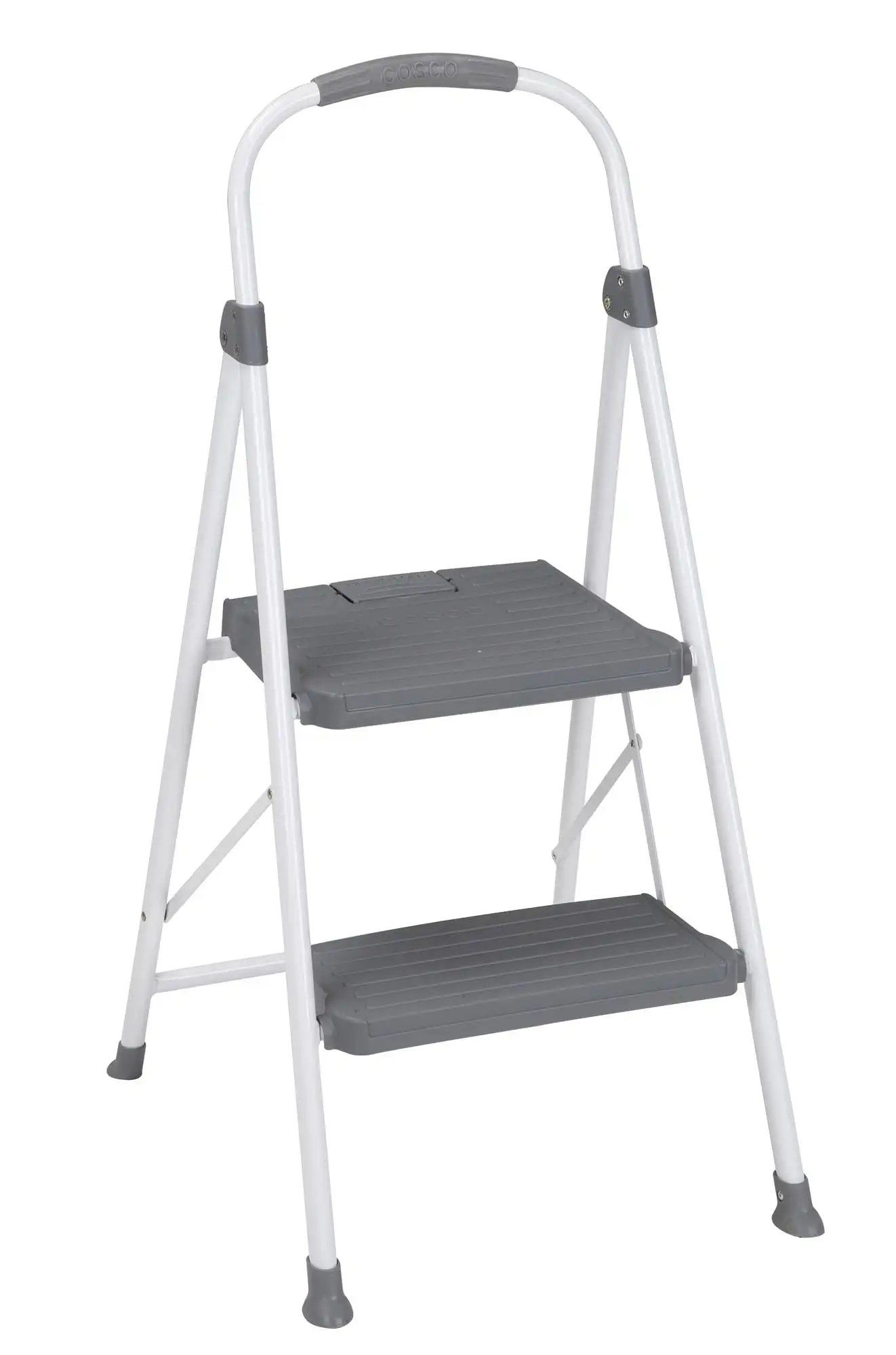 2 Step Connection Folding Step Stool with Large Resin Steps Max Reach 8ft 1in Lightweight Easy to carry for multiple jobs