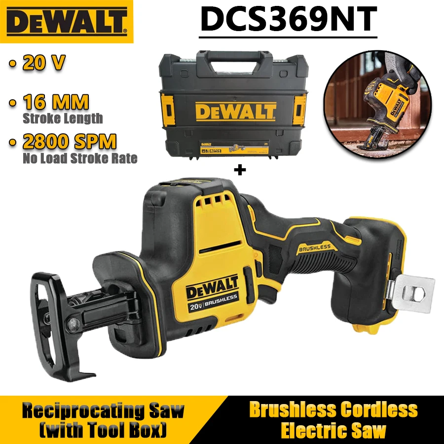 DEWALT DCS369NT 20V Brushless Cordless One-Handed Reciprocating Saw(with Tool Box) Electric Saw Compact Lithium Power Tools