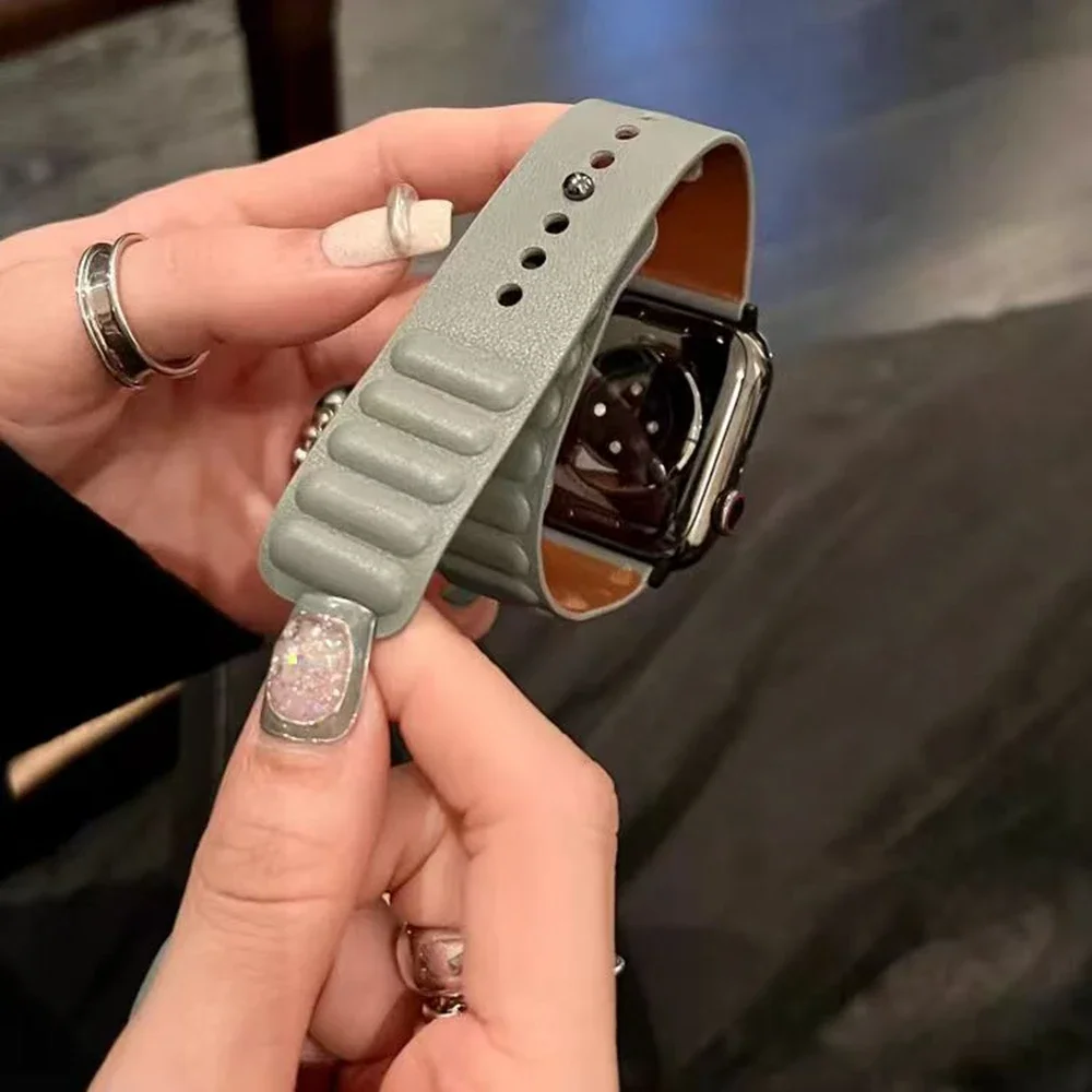 Superior แม่เหล็กหนังสําหรับ Apple Watch band ผู้หญิง Series 10/9/8/7/6/5/4/3/2/1 38 มม.40 มม.41 มม.42 มม.44 มม.45 มม.46 มม.