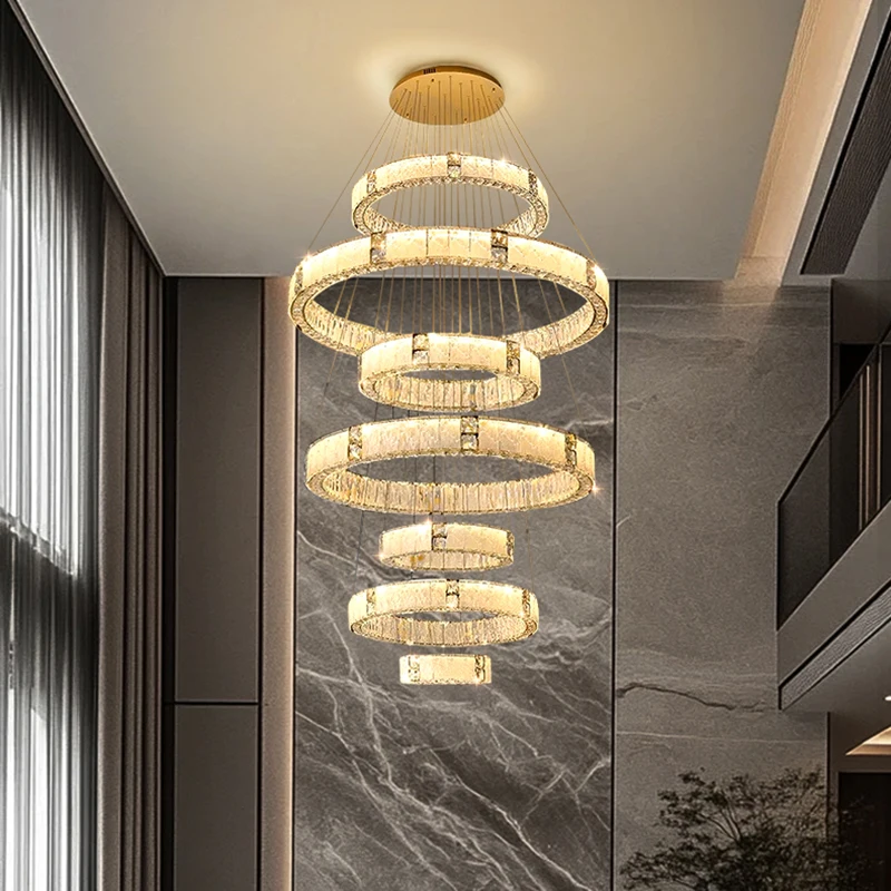 

Современное украшение дома, хрустальная люстра, лестница, подвесной светильник, подвесные светильники для гостиной, внутреннее освещение