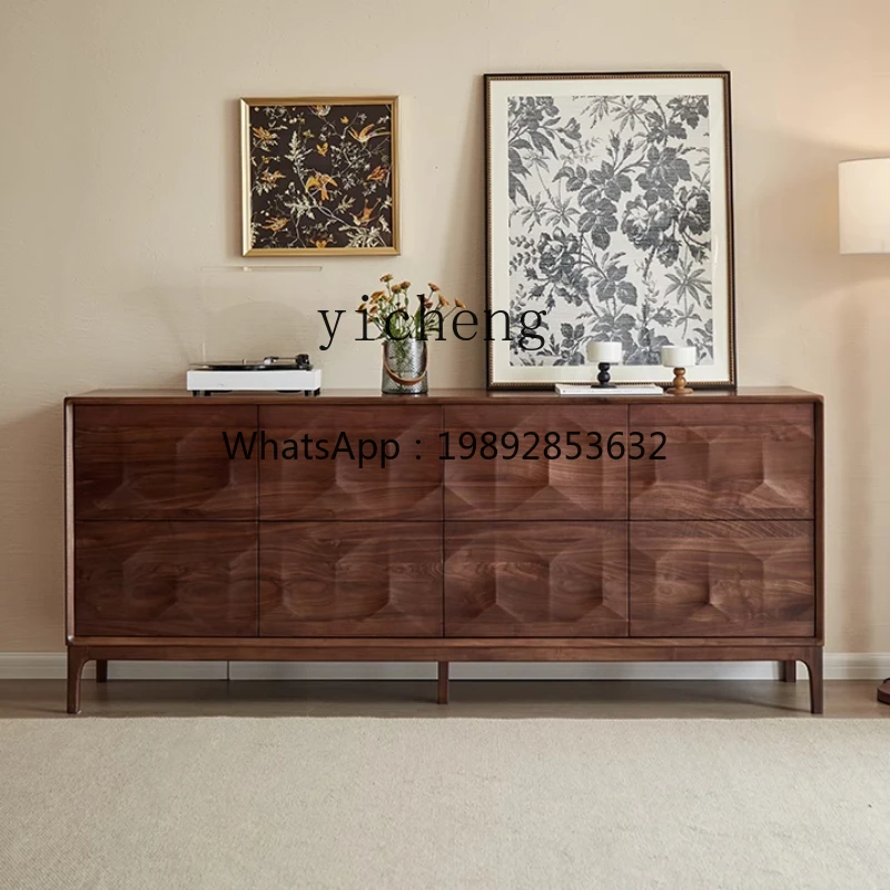H3-23   solid wood chest cabinet bedroom locker Italian light luxury living room side cabinet eight bucket cabinet 1.8 meters