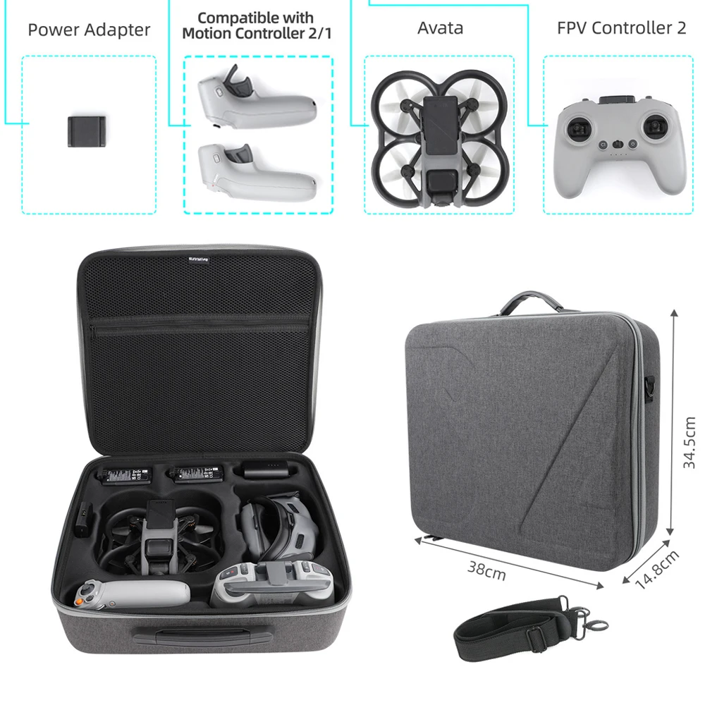 Sunnylife Portable Shoulder Storage Bag For DJI AVATA Travel Carrying Case Handheld Case For Goggles 2 Shell Drone Accessories