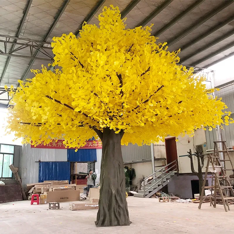 FRP Simulation Ginkgo Large Landscaping Indoor Decoration Big Tree Cement Tree